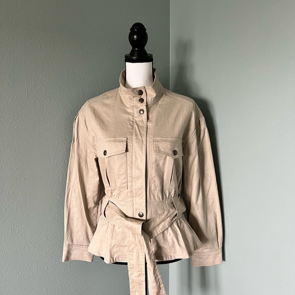 NEW Banana Republic Linen Aviator Women’s Jacket Size M Tie Waist